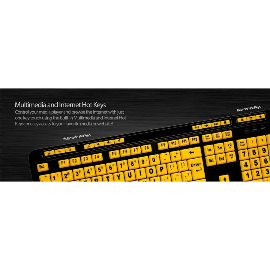 Adesso Luminous 4X Large Print Multimedia Desktop Keyboard