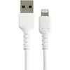 StarTech.com 12inch/30cm Durable White USB-A to Lightning Cable, Rugged Heavy Duty Charging/Sync Cable for Apple iPhone/iPad MFi Certified