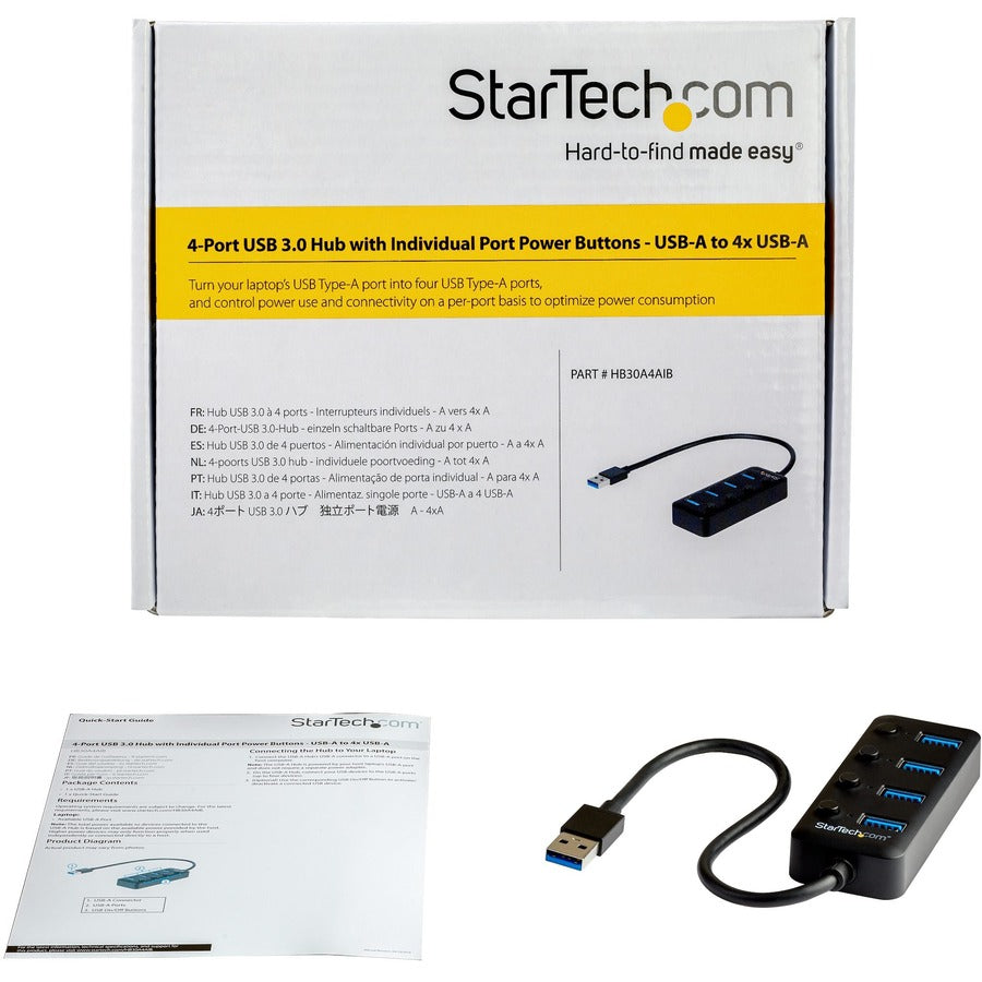StarTech.com 4 Port USB 3.0 Hub - USB-A to USB-C & 3x USB-A SuperSpeed  5Gbps - Self or USB Bus Powered - USB 3.2 Gen 1 BC 1.2 Charging Hub - 4