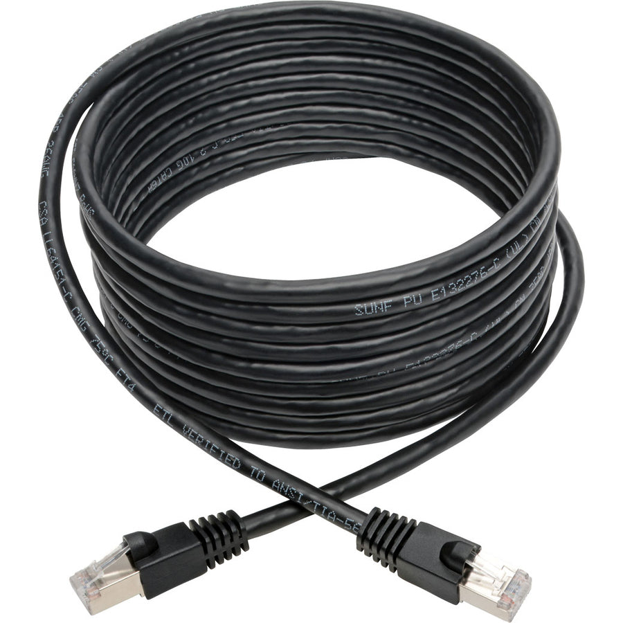 Tripp Lite Cat6a Snagless Shielded STP Patch Cable 10G, PoE, Black