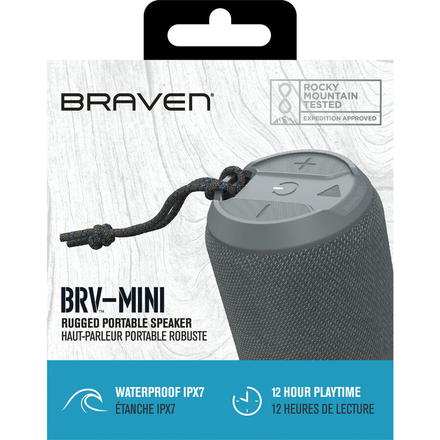 Braven BRV-Mini - Waterproof Pairing Speaker - Rugged Portable Wireless  Speaker - 12 Hours of Playtime - Black (604203553)