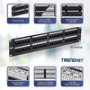 TRENDnet 48-Port Cat5-5e RJ-45 UTP Unshielded Patch Panel, Wallmount Or Rackmount, 100Mhz, Cat5e Krone Connectors, Color-Coded Labeling, Cat3,Cat5e,Cat4,Cat3 Compatible, 2U Rackmount, Black, TC-P48C5E