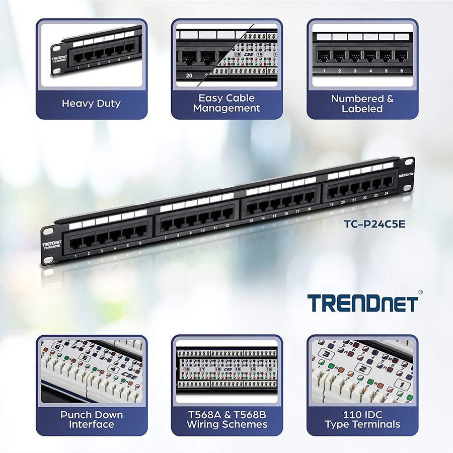 48-port Cat6 Unshielded Patch Panel - TRENDnet TC-P48C6