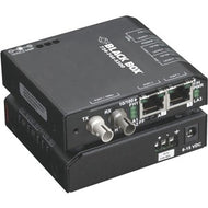 Black Box Fast Ethernet Hardened Temperature Switch - (2) 10/100-Mbps Copper RJ45, (1) 100-Mbps Multimode Fiber, 1300nm, 2km, ST, 24V DC-Power, DIN Rail