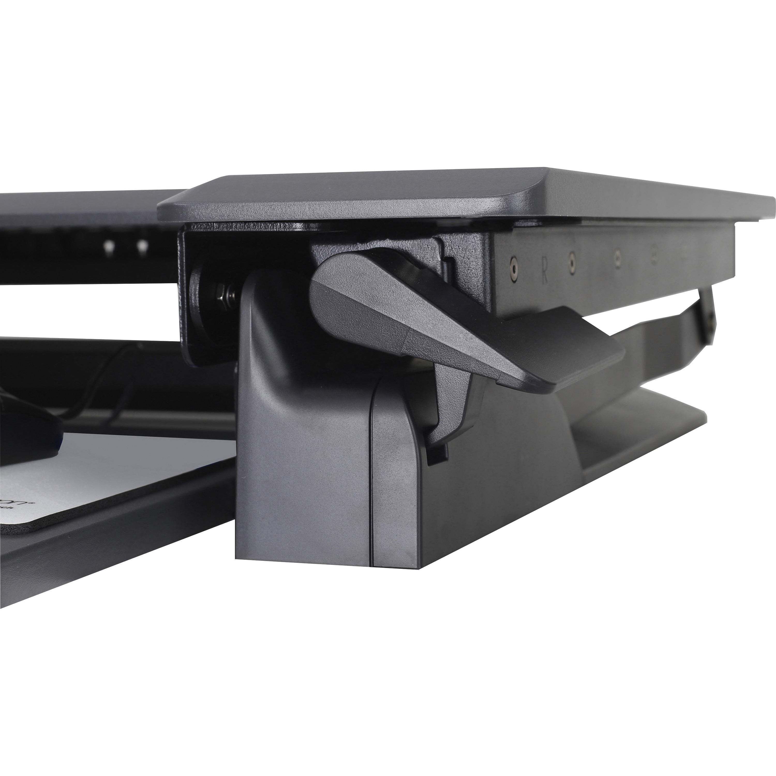WorkFit-TL, Standing Desk Workstation (black with grey surface)